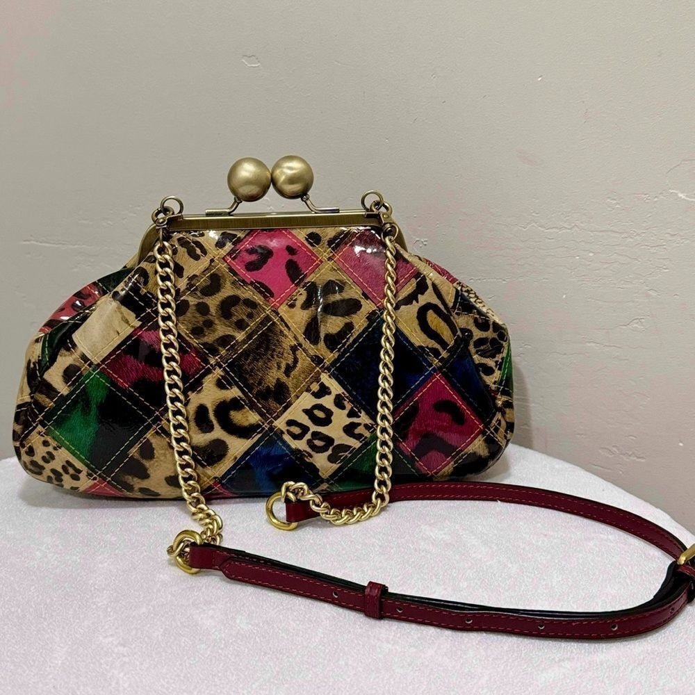 Unique Genuine Patent Leather Handmade Kisslock Purse/Shoulder Bag/Crossbody